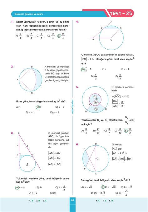 TYT AYT Geometri Ders İşleyiş Modülleri 4 Modül Çember ve Daire