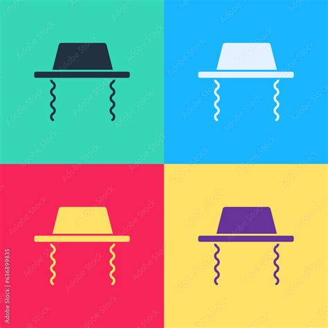 Pop Art Orthodox Jewish Hat With Sidelocks Icon Isolated On Color