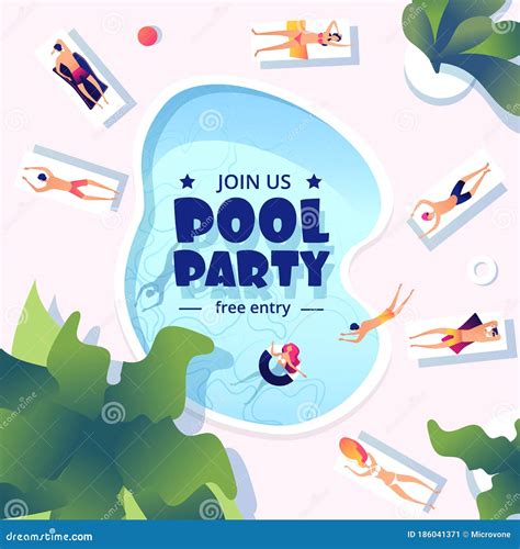 Pool Party Summer Swimming Event Flyer Water Splashing Resort Or