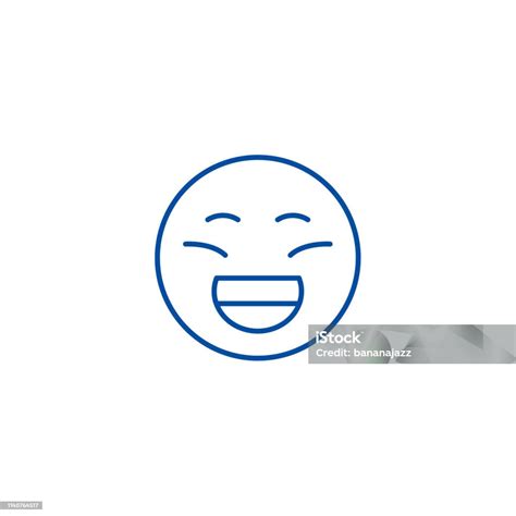 Konsep Ikon Garis Emoji Tertawa Tertawa Emoji Simbol Vektor Datar Tanda