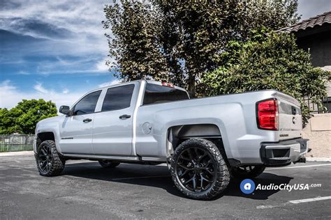 Chevrolet Silverado Snowflake Black Wheels M T Tires Leveling