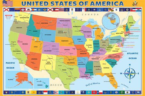 Map of the United States of America - Athena Posters