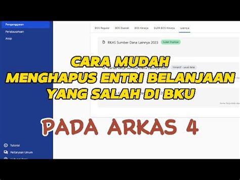 Cara Mudah Penghapusan Entri Belanjaan Yang Salah Di BKU YouTube