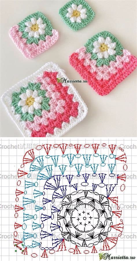 Crochet Flowers Granny Square Blanket Crochetbeja