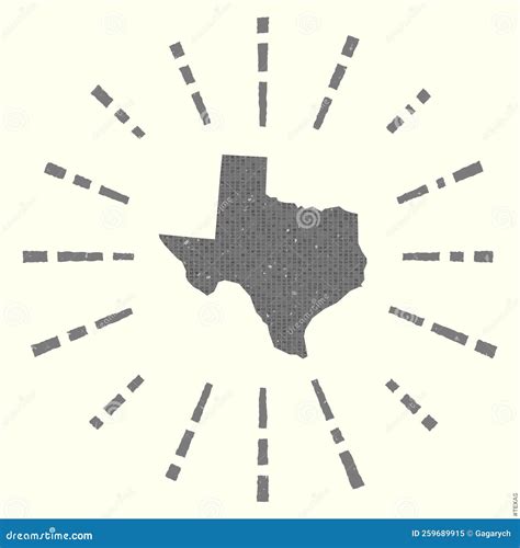 Texas Logo Grage Sunburst Poster Met Kaart Van Vector Illustratie