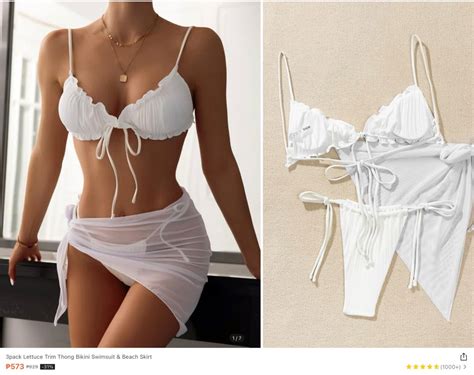 Lettuce Trim Thong Bikini Women S Fashion Swimwear Bikinis Swimsuits On Carousell
