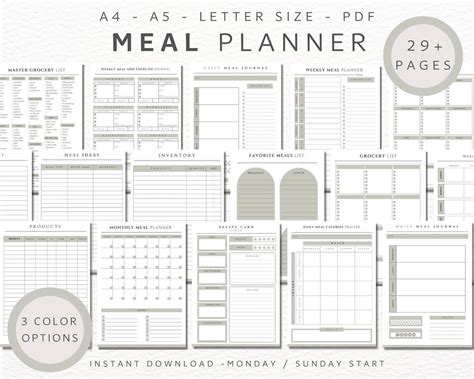 Printable Meal Planner Weekly Meal Planning Meal Plan Template Weekly Menu Planner Weekly