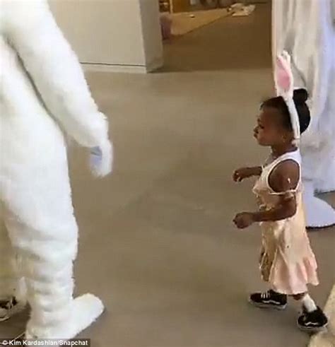 Kanye West Bonds With Daughter North While Dressed As The Easter Bunny Daily Mail Online