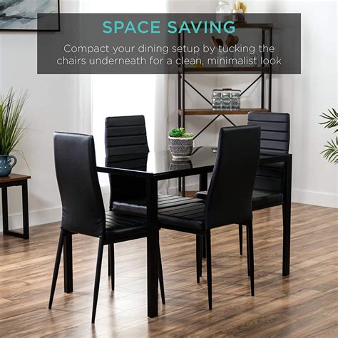 Tempered Glass Dining Table Set With 4 Chairs 5 Piece Kitchen Table