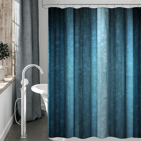 Blue Striped Shower Curtain Modern Elegant Neon Blue Shower Curtain