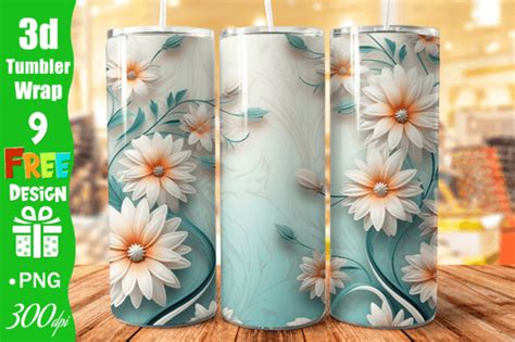 3d White Green Daisies 20 Oz Tumbler Graphic By Qasimgraphic1