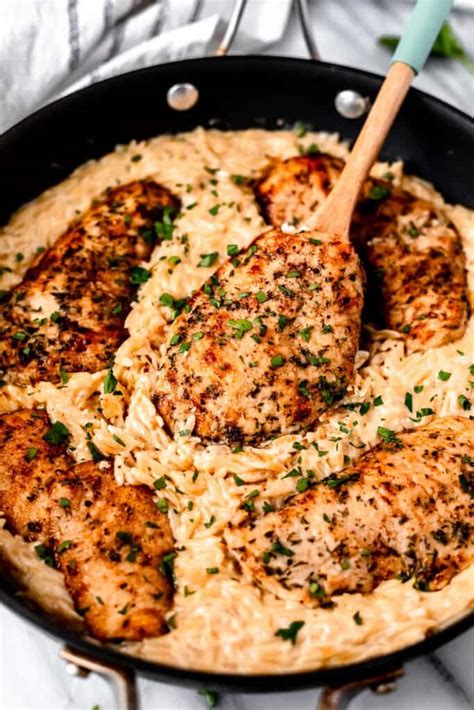 Creamy Parmesan Chicken Orzo Skillet Delicious Little Bites