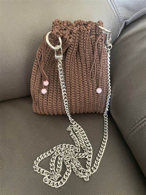 Bolso de hombro hecho a mano de macramé pequeño marrón Etsy España