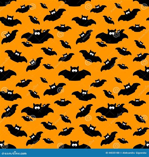 Halloween Pattern With Bats Over Orange Background Stock Illustration