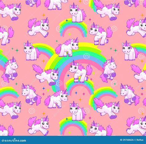 Unicorn Pattern Pink Stock Illustration Illustration Of Happy 39768626