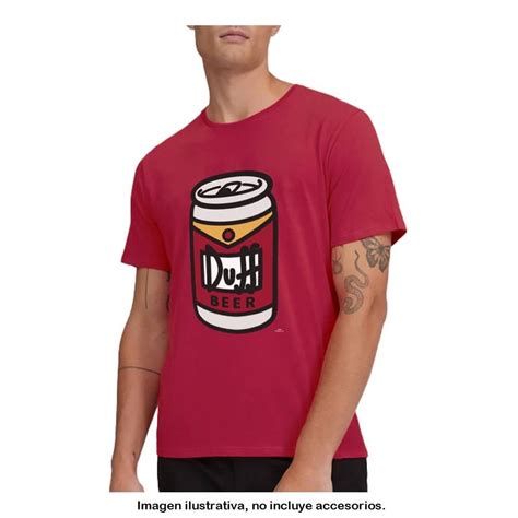 Playera Simpsons Talla CH Manga Corta Con Estampado Cerveza Duff Vino