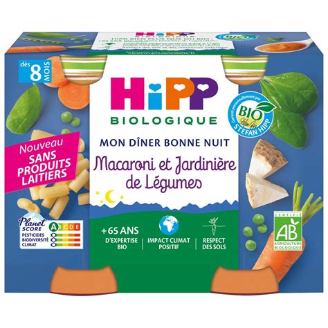 HIPP Mon dîner petit pot macaroni jardinière de légumes bio dès 8 mois