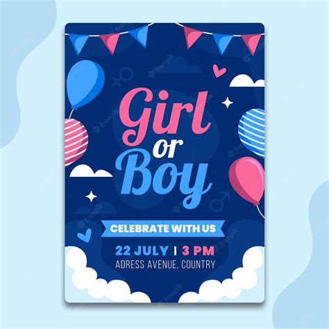 Free Vector Flat Gender Reveal Invitation