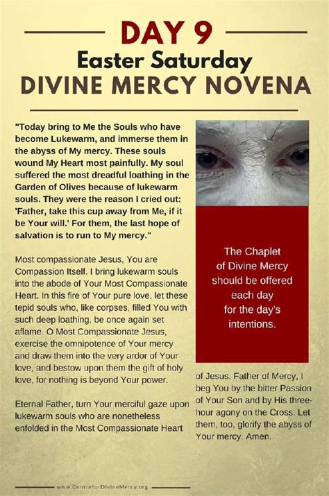 Divine Mercy Novena Day 9 Easter Saturday Our Lady Of Good Counsel