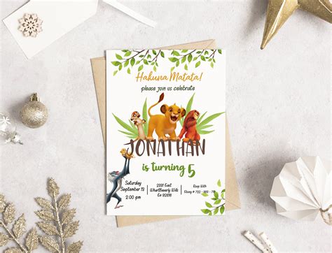 Editable Lion King Birthday Invitation Template Printable Birthday