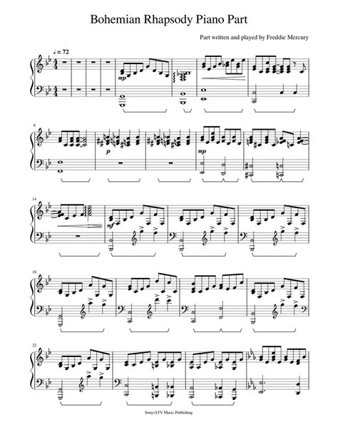 Bohemian Rhapsody Piano Solo sheet music for Piano download free in PDF ...