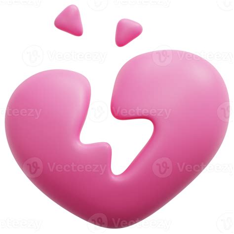 Broken Heart 3d Render Icon Illustration 21617094 Png