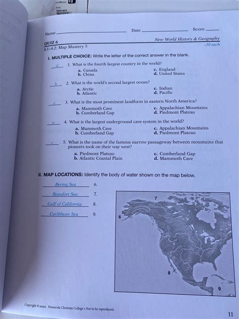 Abeka New World History And Geography Quiz Key Test Key Answer Key Teacher Ebay