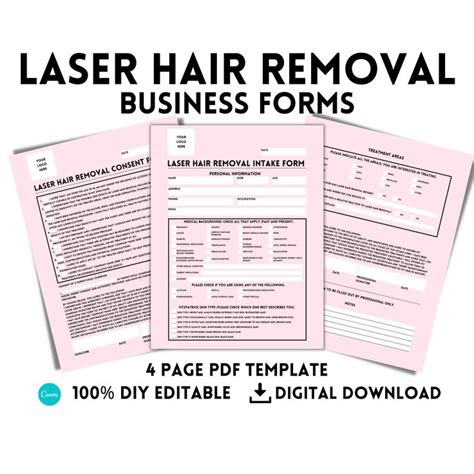 Laser Hair Removal Intake Consent Pre Care Aftercare Forms I Etsy