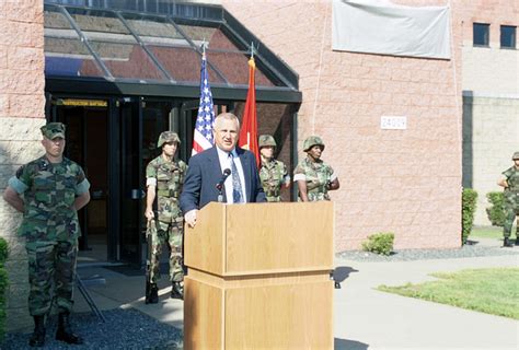 Major General Retired Raymond Smith Speaks To Marines At A Dedication