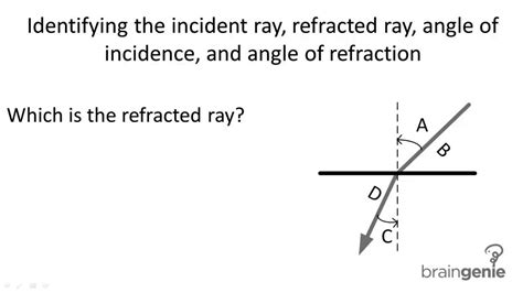 Physics 7371 Identifying Incident Ray Refracted Ray Angle Of Incidence Angle Of Refraction