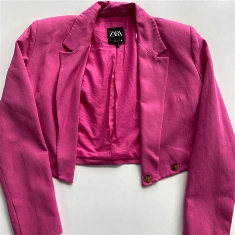 Zara Jackets And Coats Zara Hot Pink Cropped Blazer Size L Never Worn