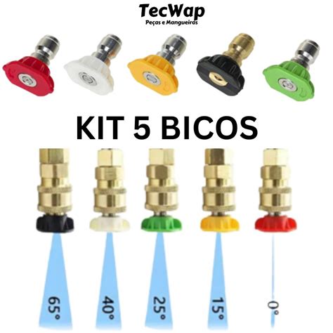 Kit 5 Bicos De Engate Rápido Para Lavadoras Alta Pressão TecWap