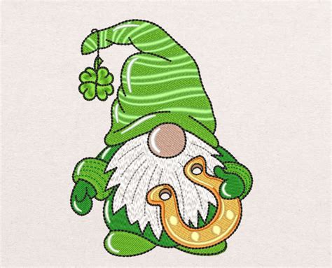 St Patricks Day Gnome Embroidery Design Etsy