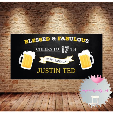 Jual Custom Backdrop Banner Spanduk Happy Birthday Dewasa Bir Beer