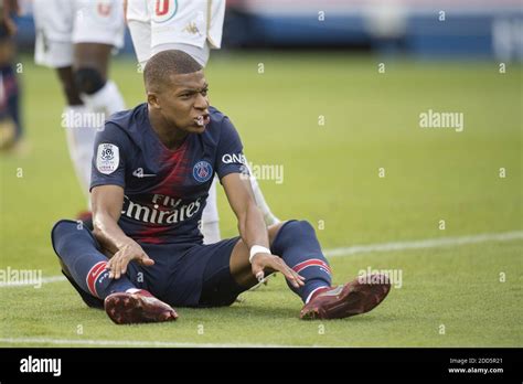 Kylian Mbappe Reacts During The Ligue Match Between Paris Saint