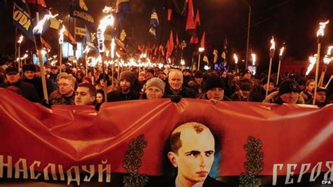 Ukraine Nationalists March In Kiev To Honour Bandera Bbc News