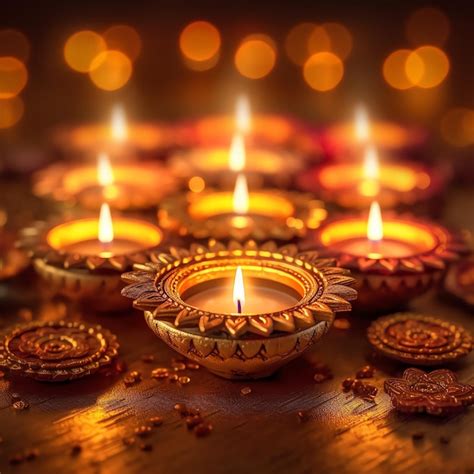 Feliz Diwali O Deepavali Festival Tradicional Indio Con L Mpara De