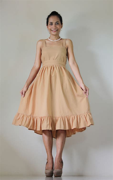 Short Bridesmaid Dress Light Brown Prom Party Cocktail Cotton Gown