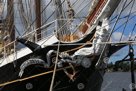 Dutch Sailing Ship Morgenster Close Up View Of The Bow Editorial Image