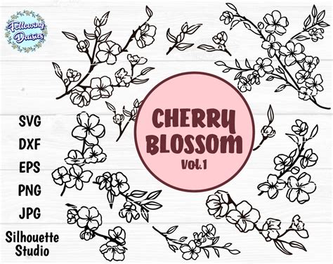 CHERRY BLOSSOM SVG Cherry Blossom Branch Svg Cherry Blossom Flowers