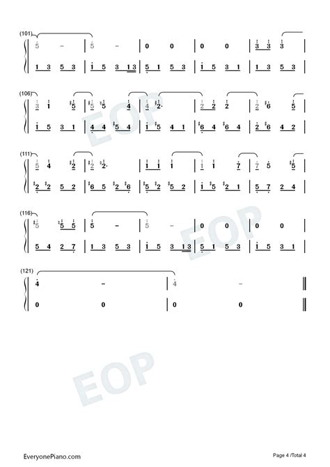 Unintended Muse双手简谱预览4 钢琴谱文件（五线谱、双手简谱、数字谱、midi、pdf）免费下载