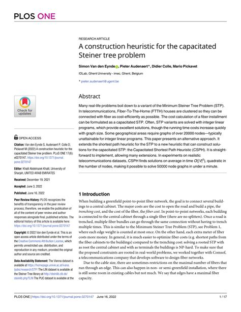 Pdf A Construction Heuristic For The Capacitated Steiner Tree Problem