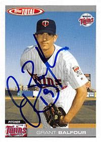 Grant Balfour Autographed Baseball Card Minnesota Twins Ft