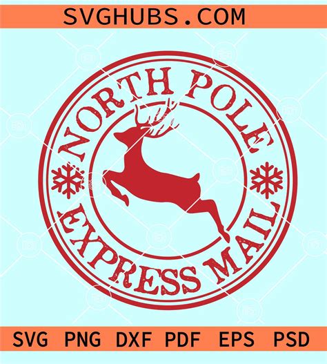 North Pole Express Mail SVG North Pole Postmark Stamp Svg Santa Sack