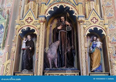 St Anthony The Great Statue On The Altar Of The Adoration Of The Magi