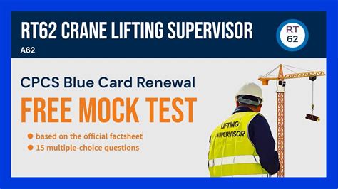 RT62 Crane Lifting Supervisor CPCS Blue Card Renewal Mock Test 15 Free