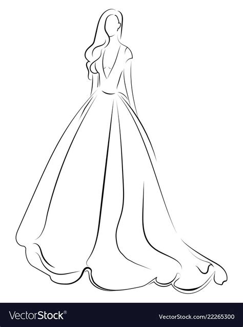 Girl In A Dress Linear Outlines Of A Female Vector Image On Vectorstock