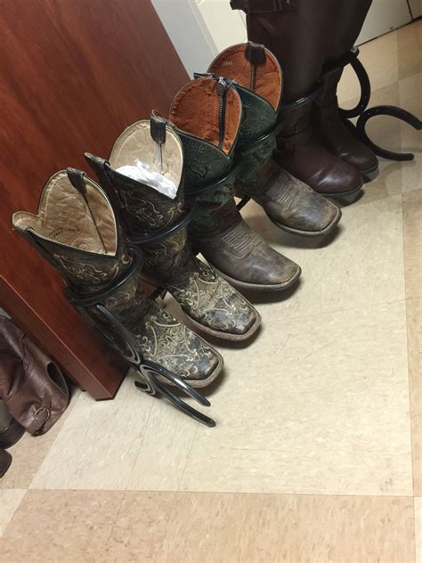 Creative Boot Rack Made Out Of Horseshoes That I Saw In One Of My