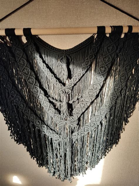 Large Size Black Macrame Hanging Wall Decor Housewarming Etsy Uk