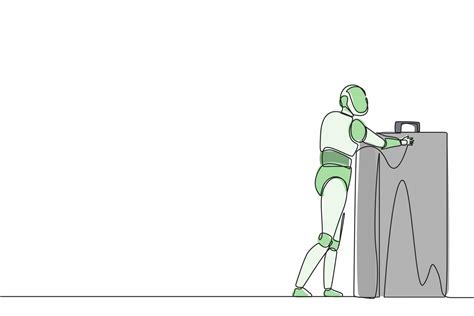 Single Continuous Line Drawing Robots Standing And Hugging Huge